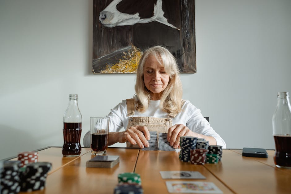 Poker tournament with playing cards and chips